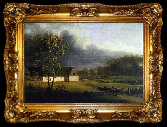 framed  Jens Juel A Storm Brewing Behind a Farmhouse in Zealand, ta009-2